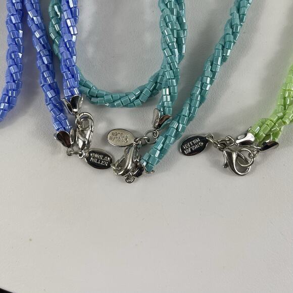 Nolan Miller LOT Glass - Green, Turquoise, Blue Bugle Bead Necklaces 36" signed - Picture 3 of 5